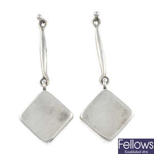 GEORG JENSEN - a pair of silver earrings, no. 152.