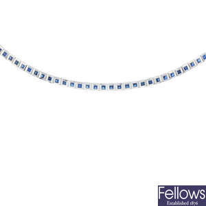 An 18ct gold sapphire necklace.