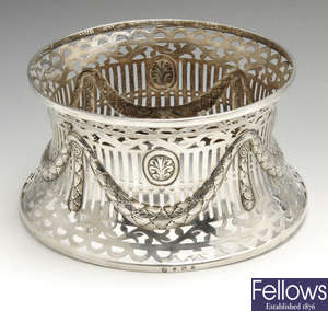 An early 20th century pierced silver dish ring.