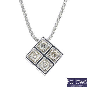A 9ct gold diamond pendant, with 9ct gold chain.