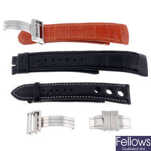 EBEL - an assorted group of three straps, clasps, bracelet links and a dial.