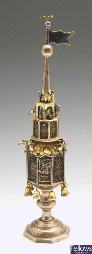 A 19th century Russian silver spice tower.  