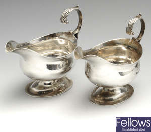 A pair of George III small silver sauce boats. 