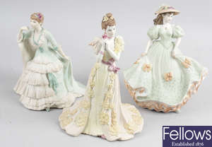 Thirty two assorted bone china and porcelain figurines, to include Coalport and other examples.