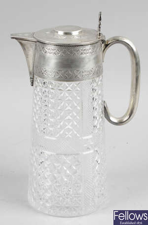 A late Victorian cut glass jug.