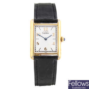 CARTIER - a gold plated Must de Cartier wrist watch.