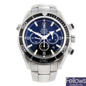 OMEGA - a gentleman's stainless steel Seamaster Planet Ocean Co-Axial chronograph bracelet watch.