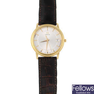 OMEGA - a gentleman's 18ct yellow gold wrist watch.