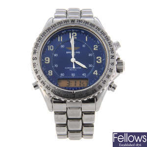 BREITLING - a gentleman's stainless steel Aeromarine Intruder chronograph bracelet watch.