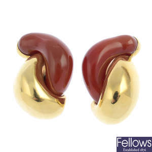 SEAMAN SCHEPPS - a pair of carnelian earrings.