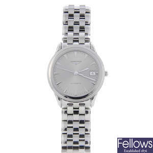 LONGINES - a gentleman's stainless steel Flagship bracelet watch with two lady's Longines watches