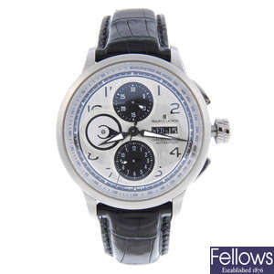 MAURICE LACROIX - a gentleman's stainless steel Masterpiece chronograph wrist watch.