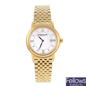 RAYMOND WEIL - a lady's gold plated Tradition bracelet watch.