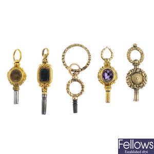 Five mid 19th century watch keys.