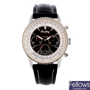 BREITLING - a limited edition gentleman's platinum Navitimer Montbrilliant chronograph wrist watch.