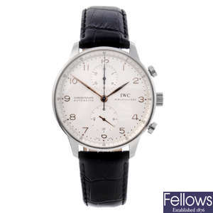 IWC - a gentleman's Portuguese chronograph wrist watch.