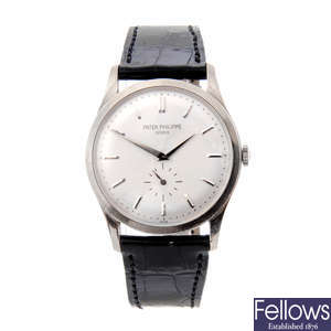 PATEK PHILIPPE - a gentleman's 18ct white gold Calatrava wrist watch.