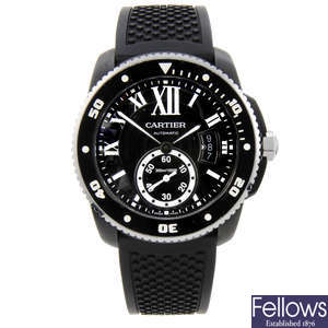 CURRENT MODEL: CARTIER - a PVD-treated stainless steel Calibre de Cartier Diver wrist watch.