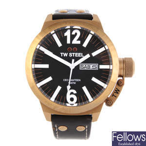 TW STEEL - a gentleman's gold plated CEO Canteen wrist watch.