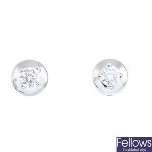 A pair of 18ct gold brilliant-cut diamond earrings.