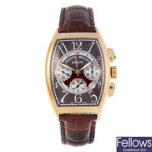 FRANCK MULLER - a gentleman's 18ct yellow gold CintrÃ©e Curvex chronograph wrist watch.