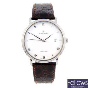 BLANCPAIN - a gentleman's stainless steel Villeret wrist watch.