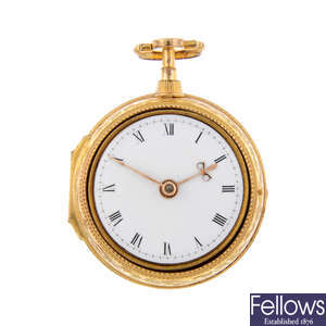 A gold plated pair case pocket watch by Thomas Perry.