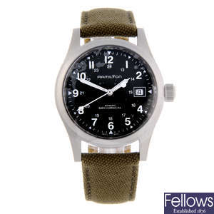 HAMILTON - a gentleman's stainless steel Khaki Mechanical wrist watch.