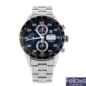 TAG HEUER - a gentleman's stainless steel Carrera Calibre 16 chronograph bracelet watch.