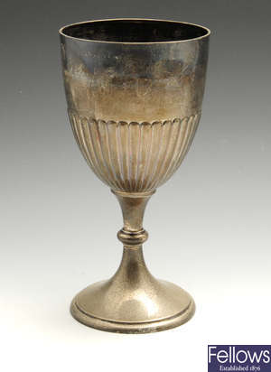 A large Edwardian silver goblet. 