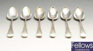 Four pairs of Georgian silver spoons. 