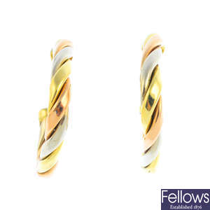 A pair of 14ct gold earrings.