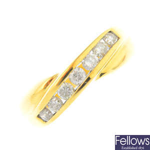 An 18ct gold diamond half eternity ring.