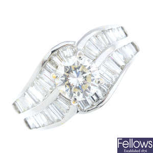 A diamond dress ring.