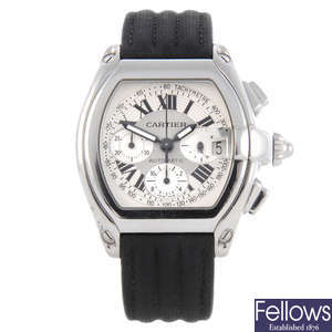 CARTIER - a stainless steel Roadster chronograph wrist watch.