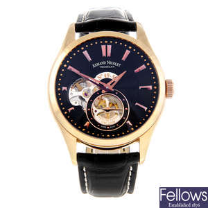 ARMAND NICOLET - a gentleman's 18ct rose gold wrist watch.