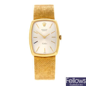 ROLEX - a mid-size 18ct yellow gold Cellini bracelet watch.
