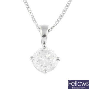 An 18ct gold diamond single-stone pendant, with 18ct gold chain.
