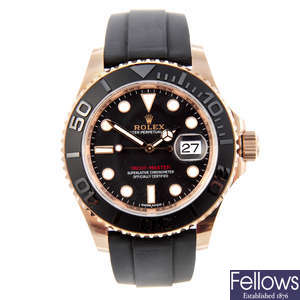 CURRENT MODEL: ROLEX - a gentleman's 18ct rose gold Oyster Perpetual Date Yacht-Master wrist watch.