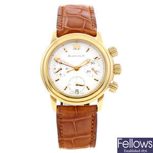 BLANCPAIN - a mid-size 18ct yellow gold Villeret chronograph wrist watch.