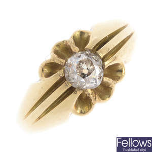 An early 20th century diamond single-stone ring.