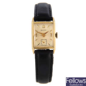 BULOVA - a yellow metal wrist watch with another Bulova wrist watch.
