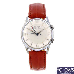 BULOVA - a gentleman's stainless steel Alarm wrist watch.