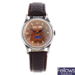 ZODIAC - a gentleman's stainless steel triple date moonphase wrist watch.
