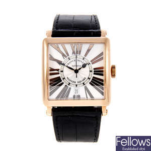 FRANCK MULLER - a gentleman's 18ct rose gold Master Square wrist watch.