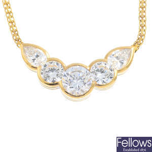 A 14ct gold cubic zirconia necklace.