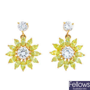 A pair of 14ct gold cubic zirconia earrings.