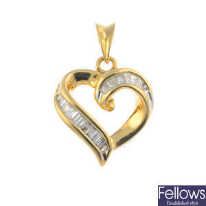 A diamond heart pendant.