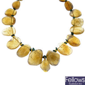 EILEEN COYNE - a citrine and malachite necklace.
