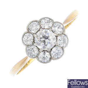An early 20th century diamond cluster ring.